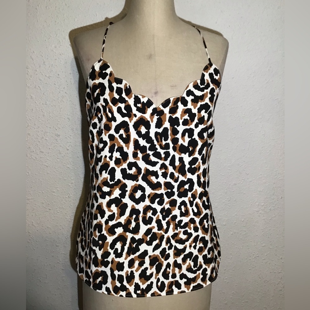 J crew leopard print spaghetti strap blouse size 6